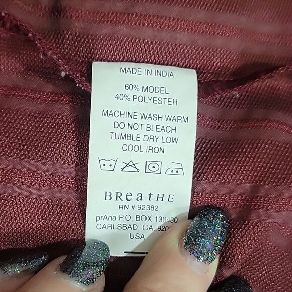 Prana burgandy stripe button up shirt men's size M - Picture 4 of 4